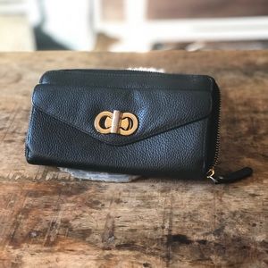 Rowallan Scottish Leather Wallet Black and Gold